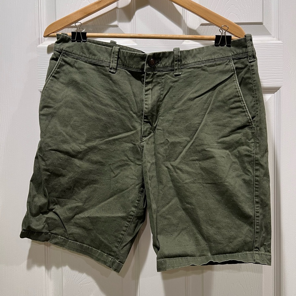 Express Dark Green Flat Front Shorts